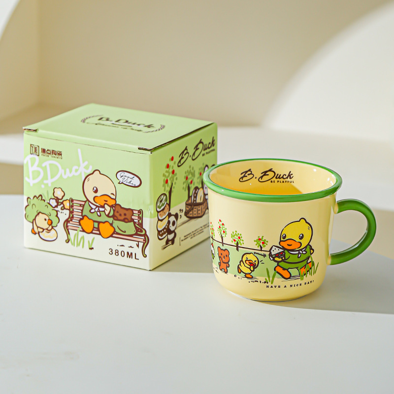 Genuine B.DUCK Little Yellow Duck Taza de cerámica de marca compartida Taza de agua de dibujos animados de red roja Taza linda taza de leche de desayuno