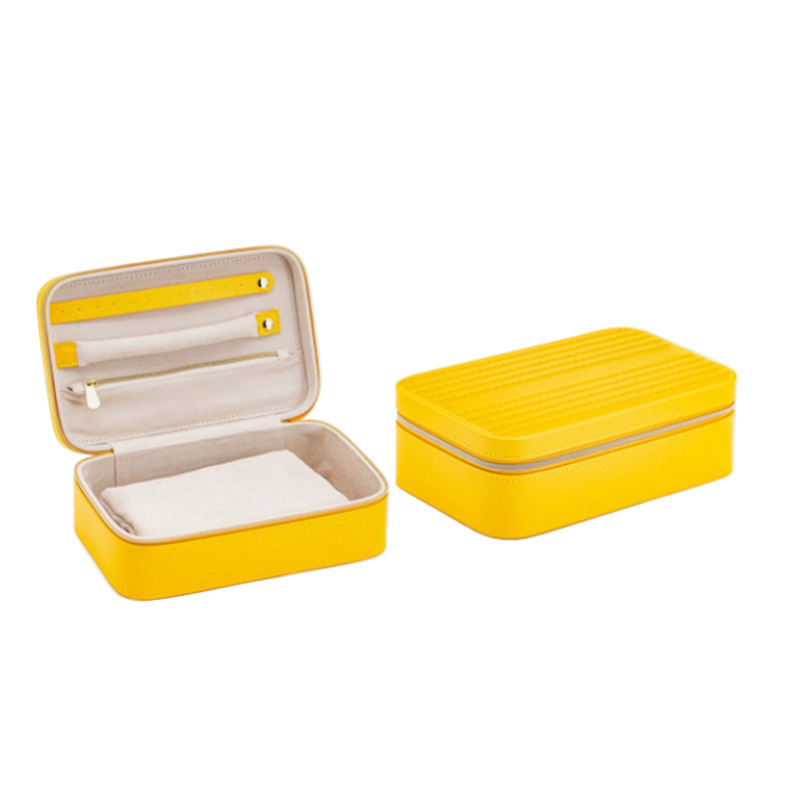 双层便携珠宝饰品盒  椭圆形珠宝盒 PU皮革珠宝首饰收纳盒