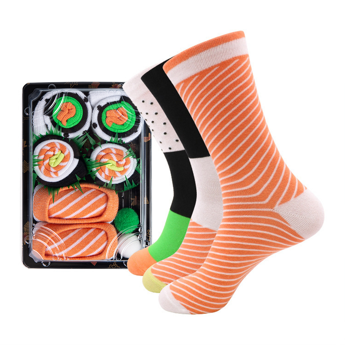 TEMU explosión extraña calcetines de sushi calcetines de salmón personalidad creativa caja de regalo Amazon comercio exterior calcetines para hombres y mujeres image 9