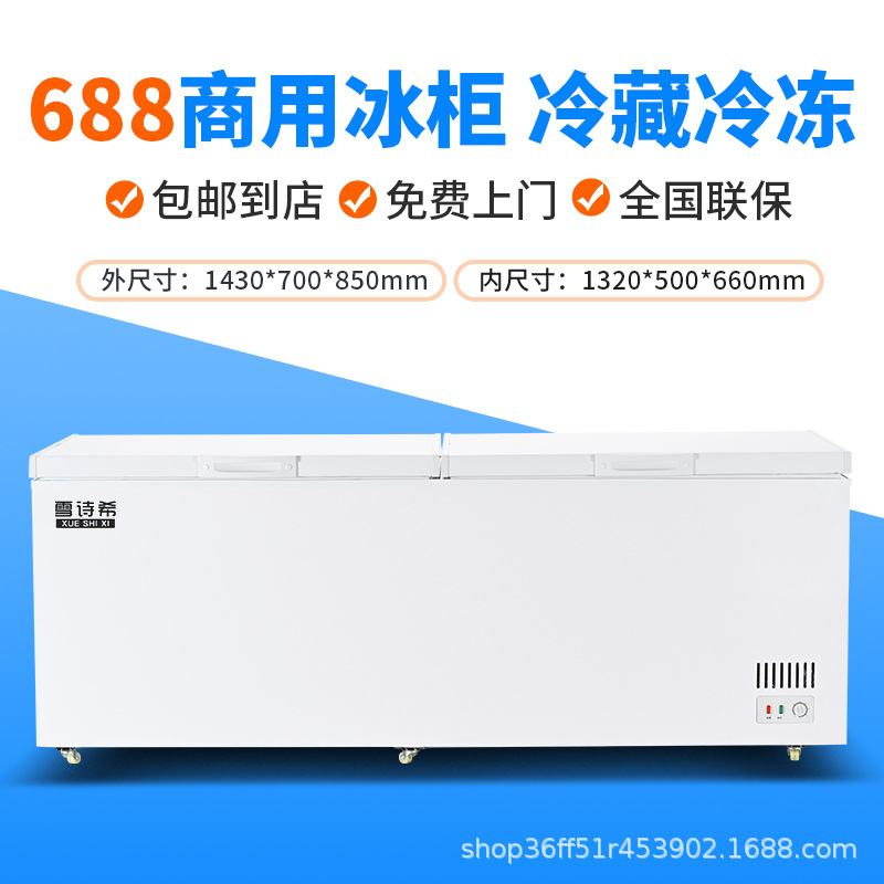 Congelador Xueshixi Congelador comercial horizontal de gran capacidad refrigerado Congelador grande de doble uso Refrigerador de temperatura simple y doble