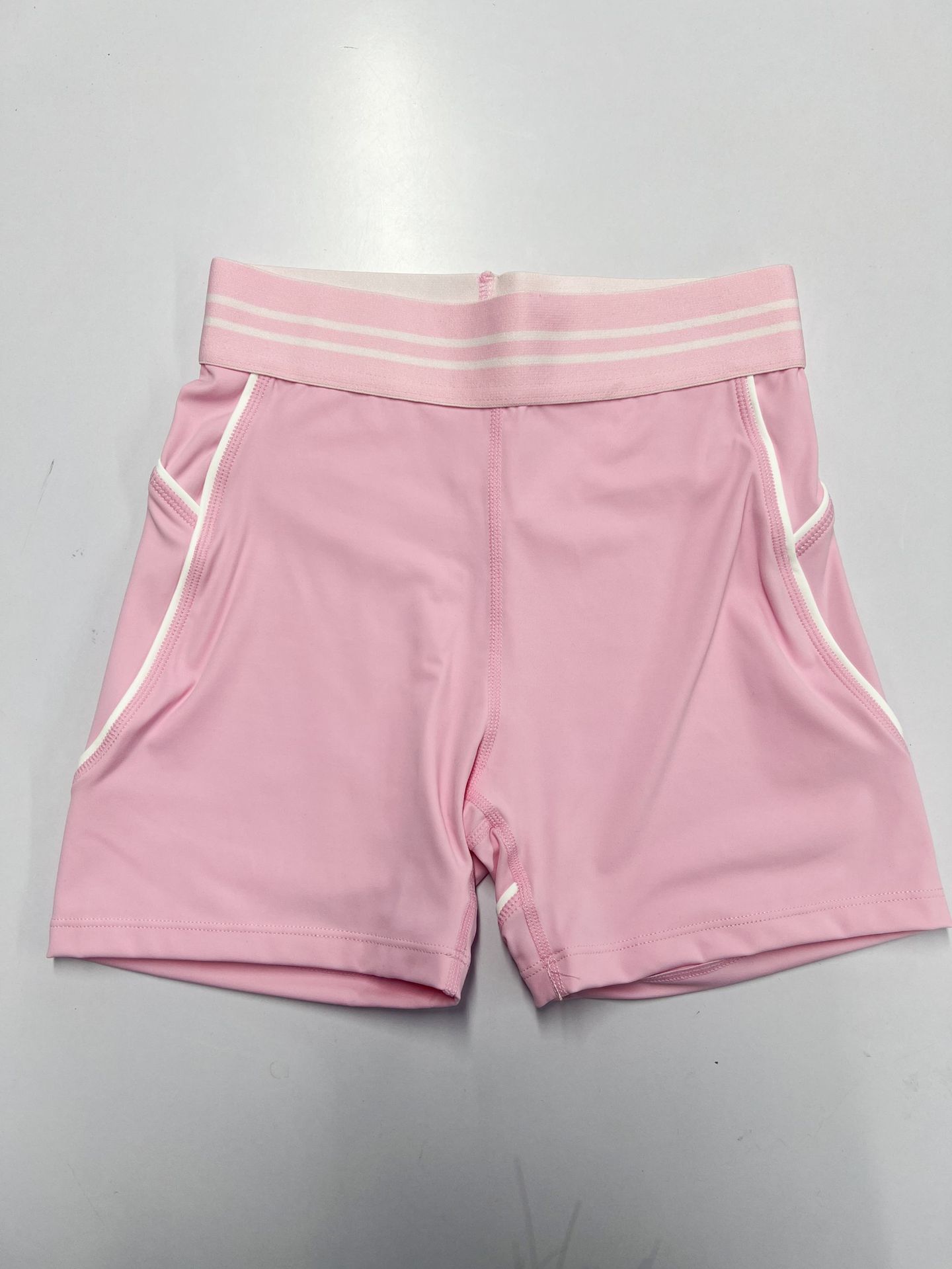 Line Blocked Nude Feel Shorts Set, U Shaped Backless Pullover, Tight Fitting, Breathable, Skin Friendly, Sports And Fitness Two Piece Set._ecoleips.com