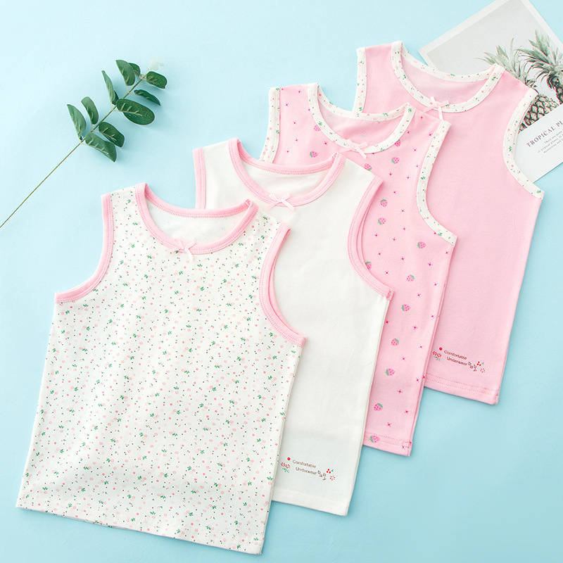 Primavera y verano nuevos niños chaleco ropa interior de las muchachas Chaleco de algodón puro Clase a niñas chaleco cuatro estaciones usable