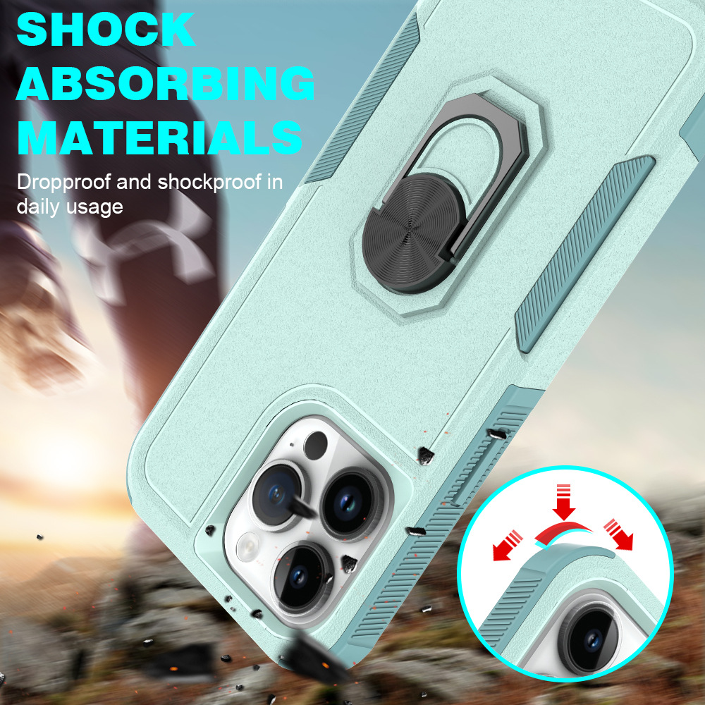 En stock aplicable a iPhone15 dos en uno caja de teléfono de anillo de vela TPU + PC resistente a la caída de Apple funda protectora transfronteriza