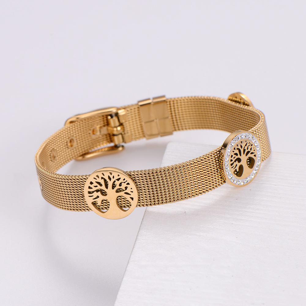 Womenu0027S Fashion Tree Titanium Steel Rhinestone Bracelets Diamond Stainless Steel Bracelets