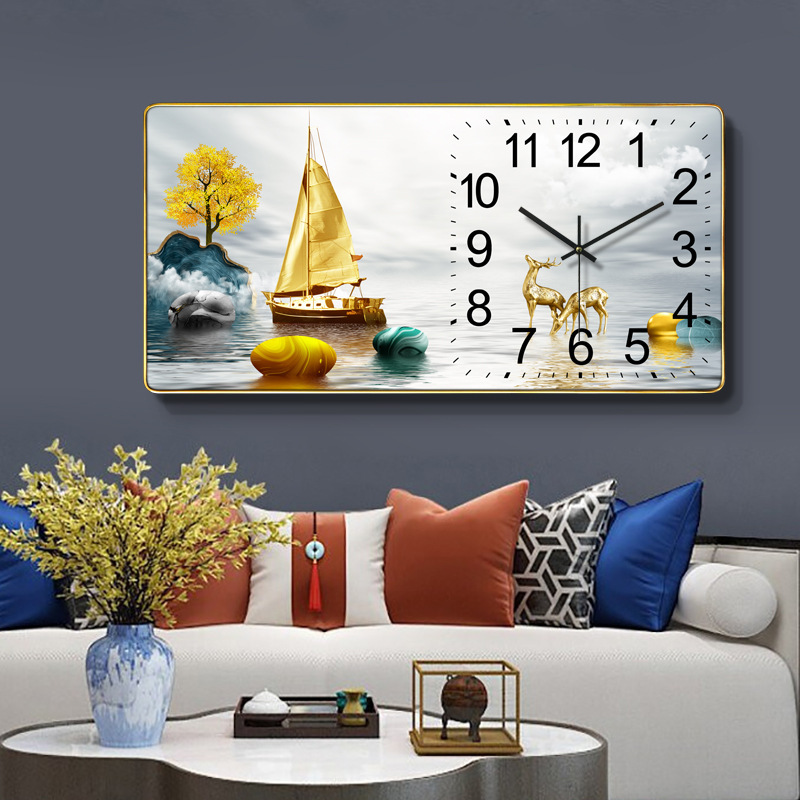 Nuevo reloj de pared horizontal rectangular reloj de sala de estar moda doméstica en línea calendario silencioso LED calendario perpetuo reloj de pared