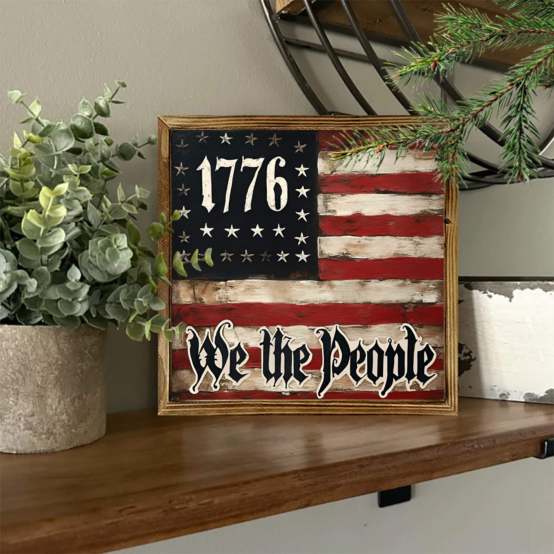 retro wooden photo frame for bedroom