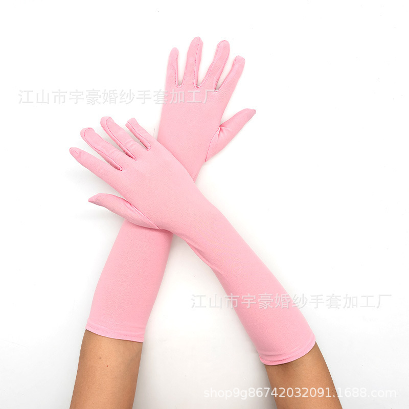 43厘米牛奶丝弹力舞台表演手套万圣节化妆派对服饰配饰礼服手套|undefined