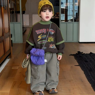 儿童加绒卫衣冬季新款宝宝上衣加厚保暖男孩冬装衣服男童潮酷童装