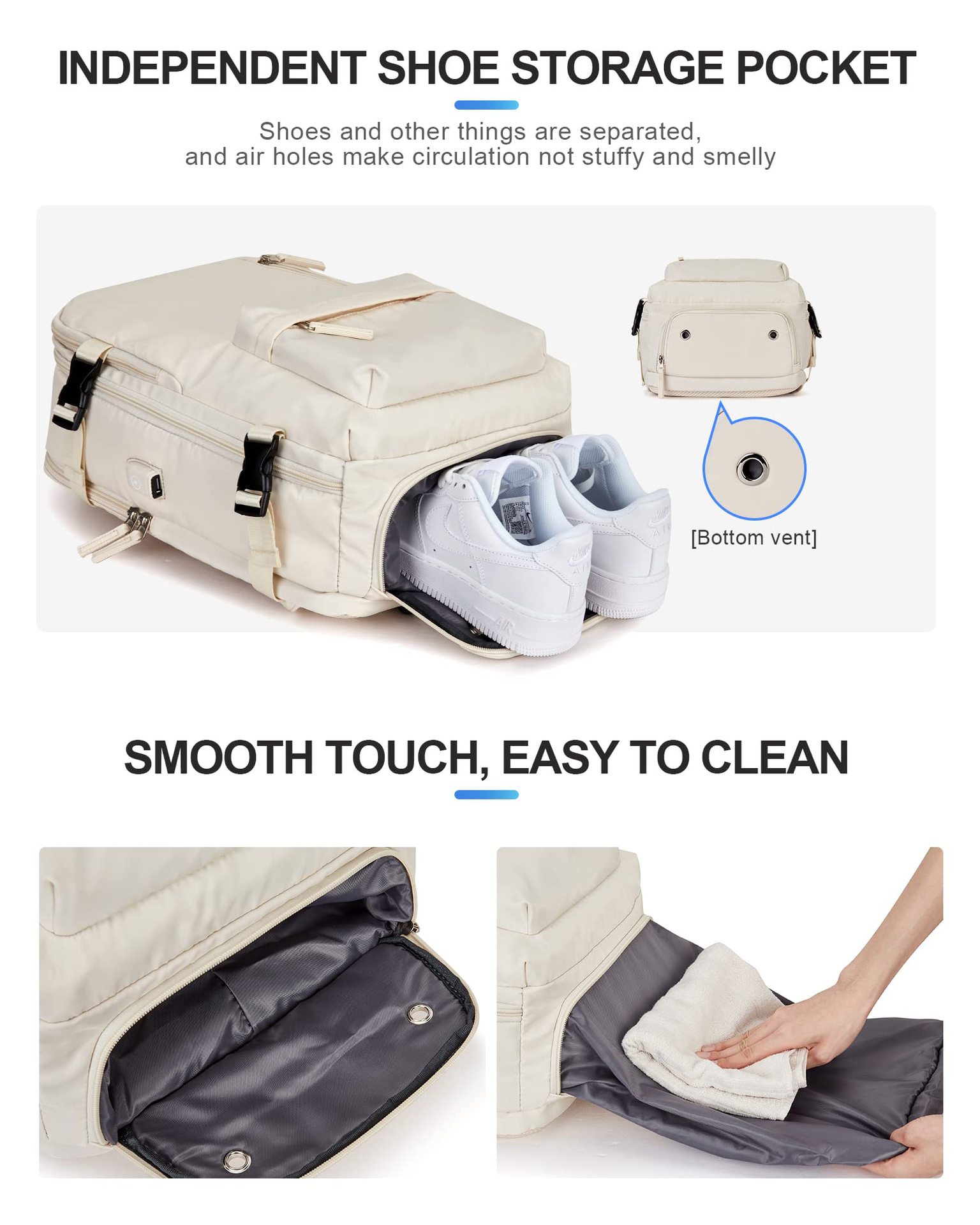 1875g Weight Nylon Lining Material Zipper Closure Type Double Shoulder Straps Strap Type Functional Backpack Bags Type Travel, Daily Occasion Nylon Material Women's Backpack Backpack Solid Color Pattern All Seasons Season Unisex Gender Streetwear Style Square Shape Solid Color Travel Daily Women's Backpack 31
