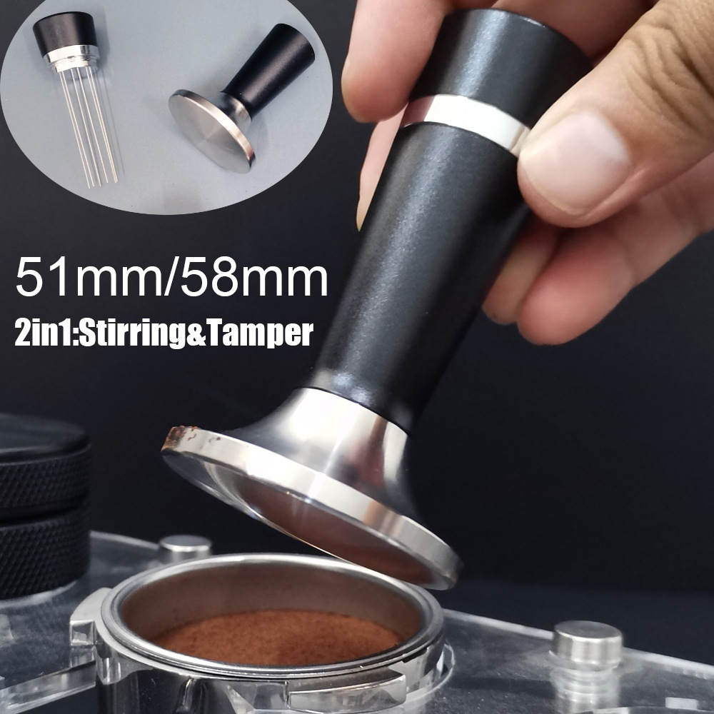 Polvo de café que presiona el martillo Máquina de café italiana Máquina de prensado de polvo de tela de acero inoxidable Polvo de tela presionando el polvo dos en un polvo presionando el martillo