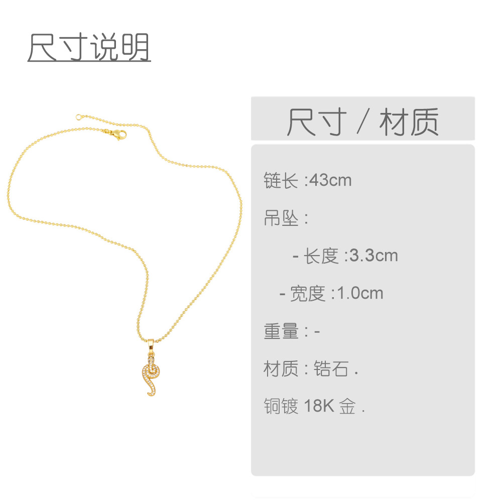 new animal snake pendant copper gold-plated inlaid zircon necklace