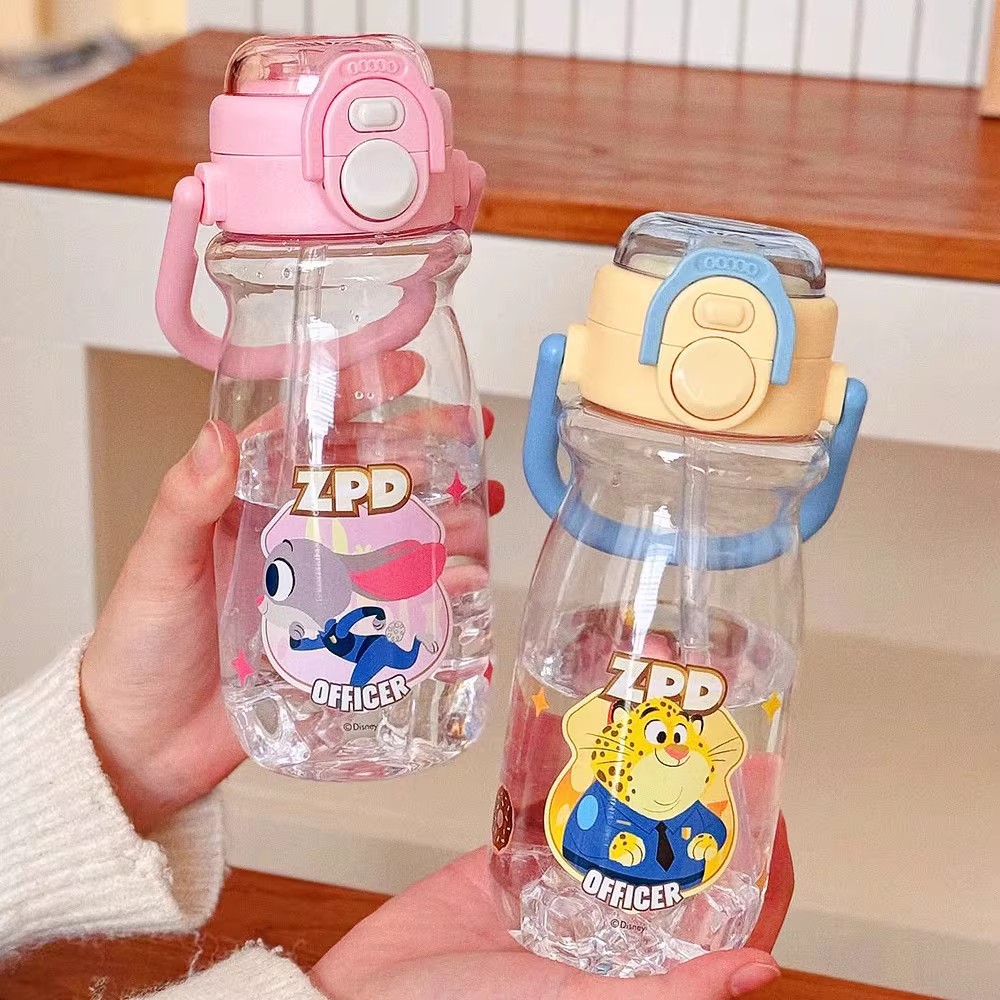 Zootopia loca taza de agua Judith portable doble taza de paja resistente a la caída portable taza de plástico infantil