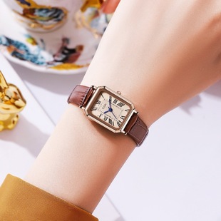 Goldie Retro Small Square Plate Temperament Student Watch Niche High-End Belt Bowl Watch Women's Waterproof Quartz Watch