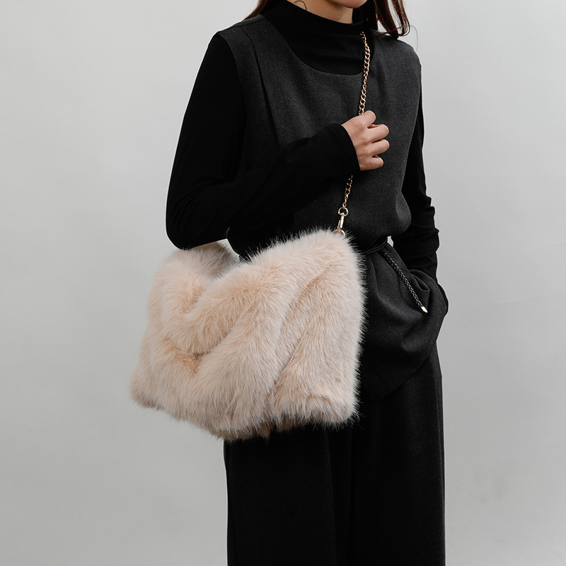 Nuevo bolso de lana de otoño e invierno bolso de hombro de mano plisado de alta calidad para mujer bolso de mensajero de gran capacidad bolso de lana Tote