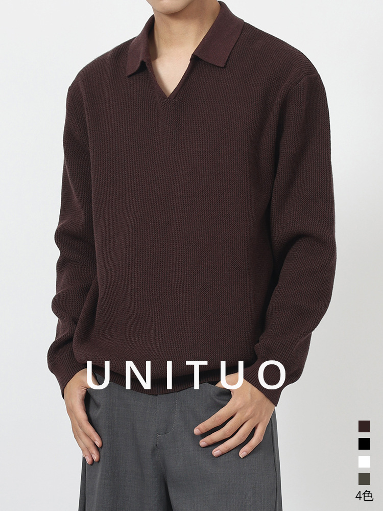Otoño y invierno moda de hombre polo gaviota cuello camiseta hombre lujo ligero alto sentido casual Paul suéter de manga larga hombre