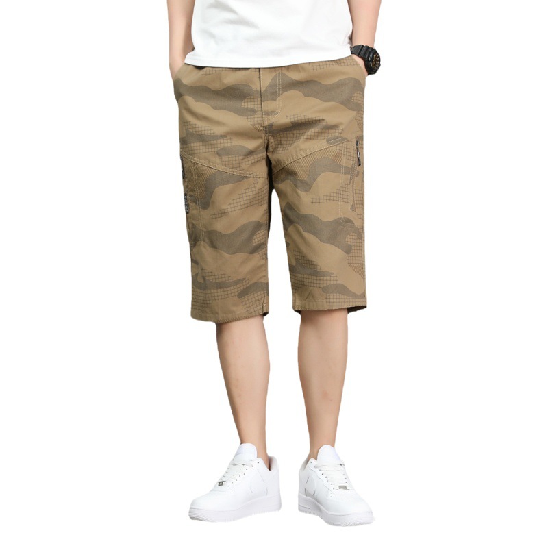 2025 New Summer Home Sports Pure Cotton Shorts Casual Loose Versatile Men's Beach Pants Dad Cropped Pants