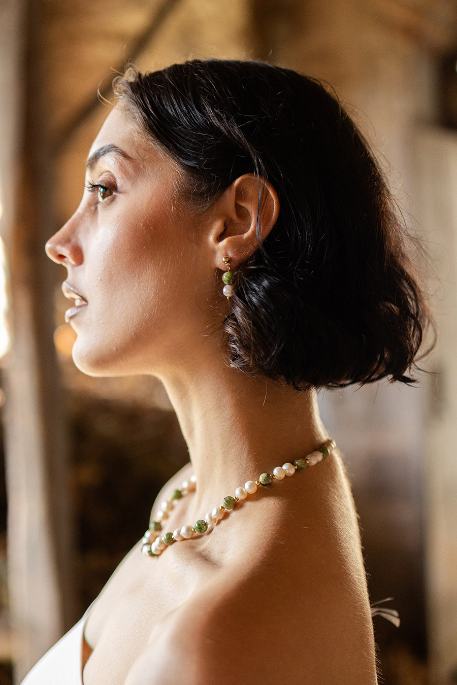 12g Weight 18K Gold Plated Plating Material Earrings, Necklace Classification 2 PCS/Package Quantity Holiday, Daily Occasion natural stone, Freshwater Pearl, Titanium Steel Material Round Pattern Women's Gender Beaded Design Elegant, Simple Style Style Elegant Simple Style Round Natural Stone Freshwater Pearl Titanium Steel Beaded 18K Gold Plated Women's Earrings Necklace 6