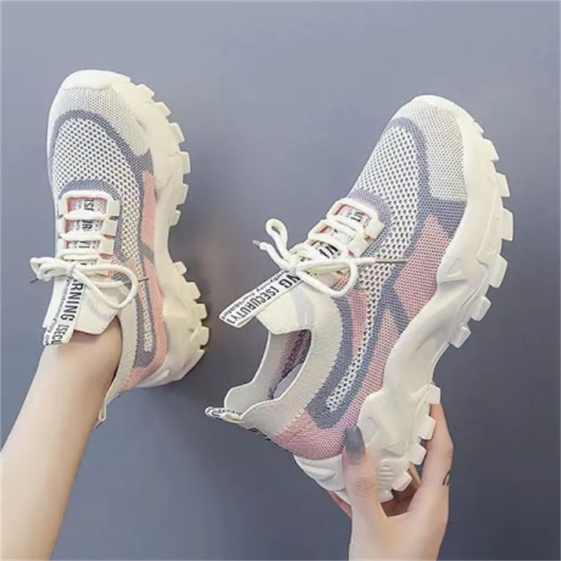 Dad's Shoes Women's Fashion New Casual Trbottomy Thick-Soled Mom's Shoes Mesh Breathable Soft-Soled Sneakers Cheap Shoes