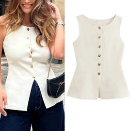 跨境春季开衫针织开衫上衣女夏薄款毛衣针织衫开衫无袖外搭