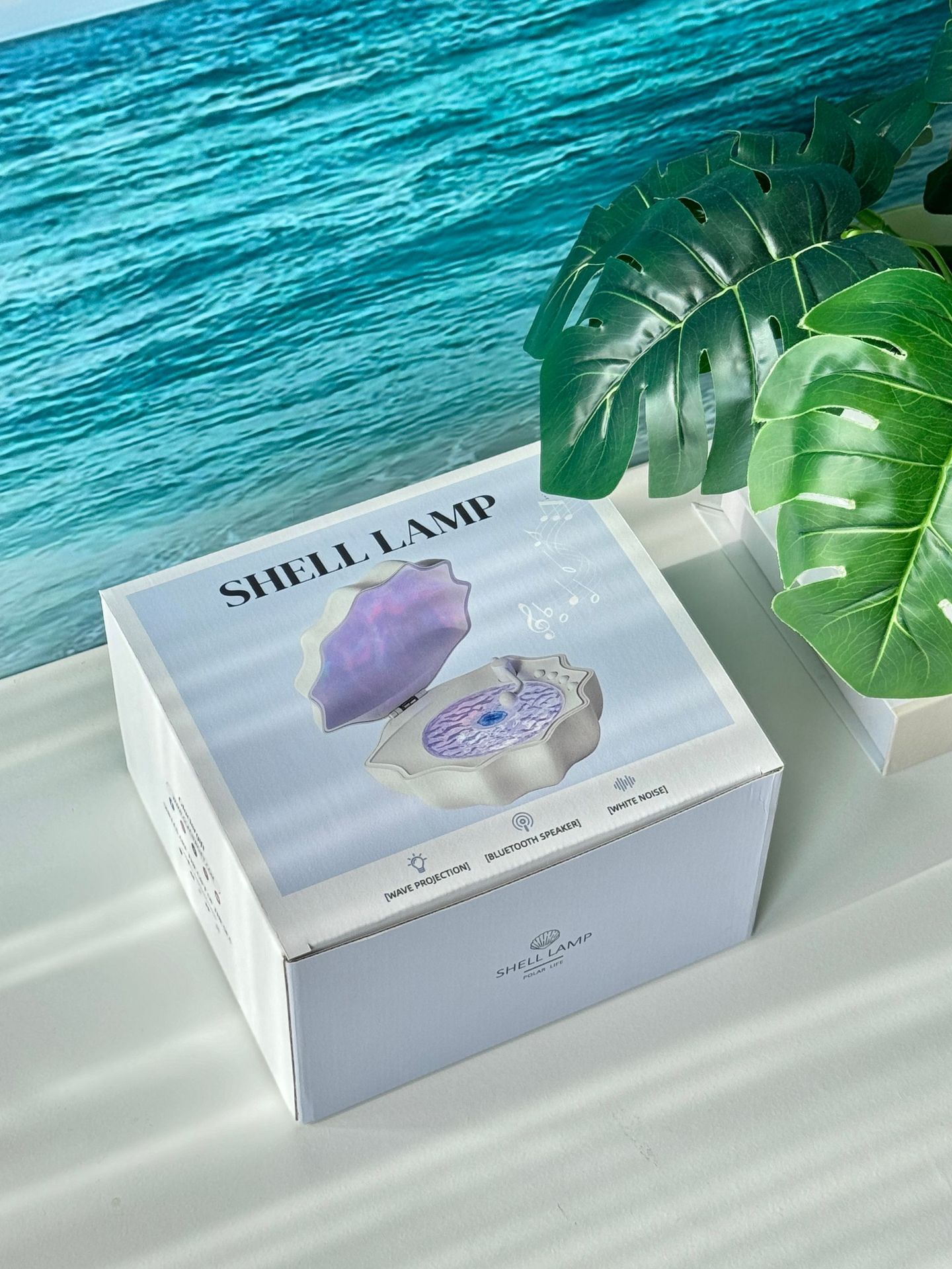 Lámpara de concha transfronteriza agua ondulada luz de proyección de aurora boreal dormitorio estrella de proyección luz de atmósfera multifuncional lámpara de concha