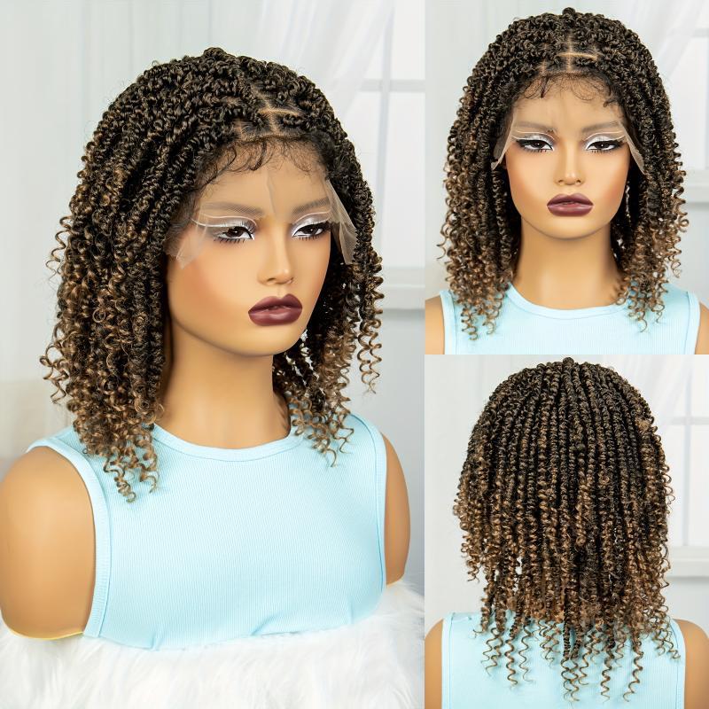 2025 nuevo cabello transfronterizo 14 mujeres cabello corto peluca trenzada 180% densidad sintética encaje
