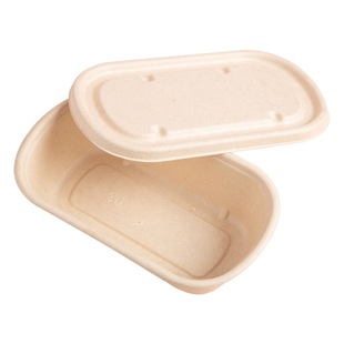 Disposable takeaway packing box degradable pulp oval bowl light salad fruit snack box