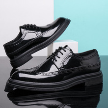 跨境代发男鞋英伦雕花皮鞋男潮流百搭男休闲鞋韩版透气布洛克潮鞋