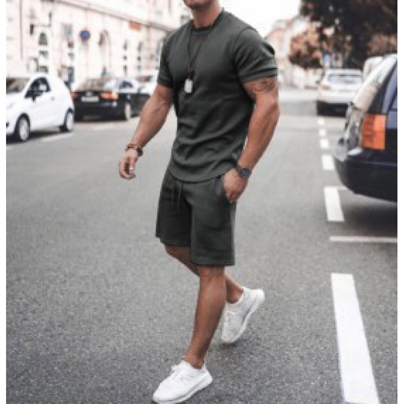 2023 verano transfronterizo camiseta 3D europea y americana manga corta pantalones cortos de dos piezas deportivos casuales para hombres