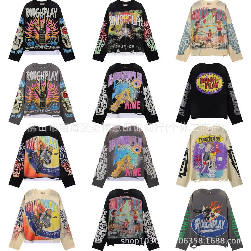26Ssrough Play High Street Rhinestone Washed Distressed Double Patchwork Skull Long-Sleeve T-Shirt Trendy Skull Sweatshirt 26Ssrough Play High Street Rhinestone Washed Distressed Double Patchwork Skull Long-Sleeve T-Shirt Trendy Skull Sweatshirt