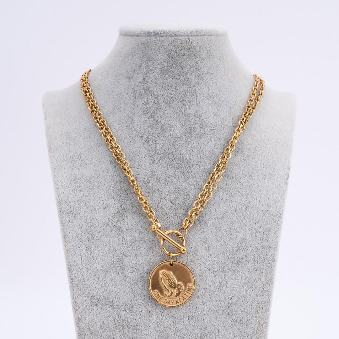 Double Layer Chain Necklace In Titanium Steel For Women_voghion.com