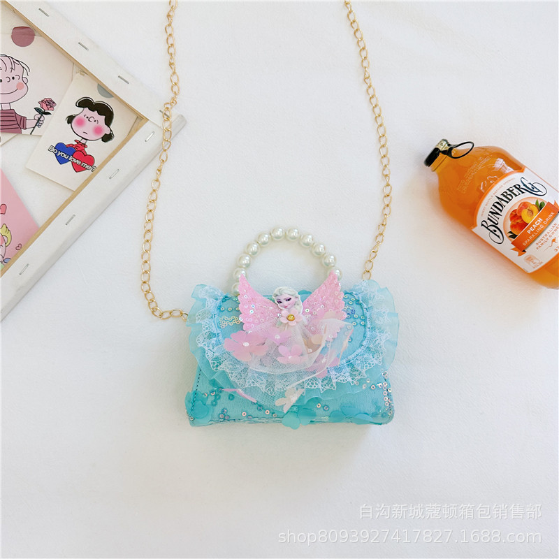 Bolsos infantiles, bolsos de moda princesa de perlas, bolsos de cambio de chicas lindas, bolsos de hombro de encaje