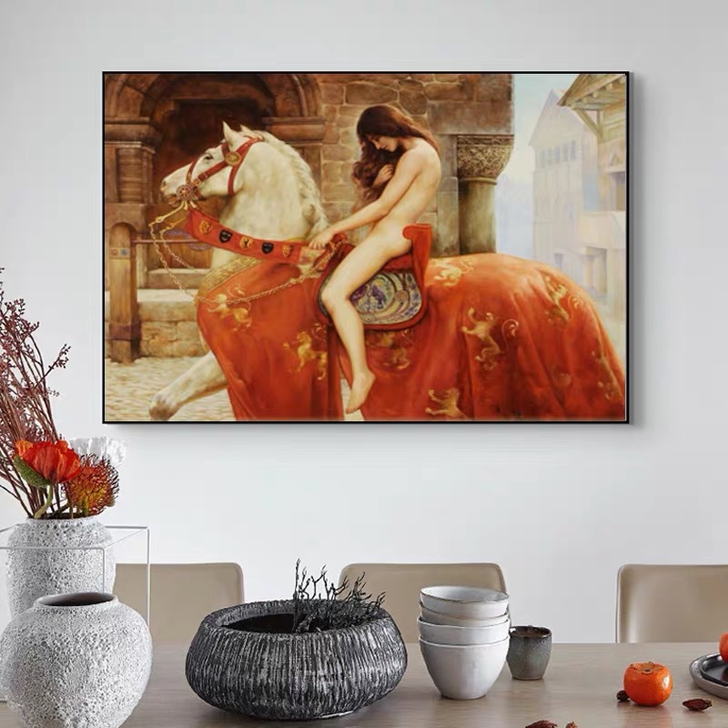 Famous Painting Lady Godiva on Horseback Canvas Painting Mural Poster Wall Art Bedroom Living Room Modern Decorative Painting