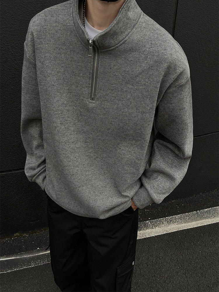 Herr half-zip sweatshirt med fleece i höst och vinter_voghion.com