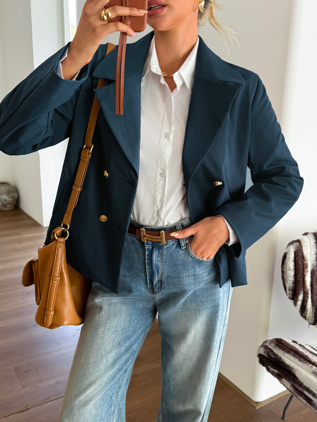 Elegant Women's Blazer Jacket For Autumn Winter Lightweight Coat_voghion.com