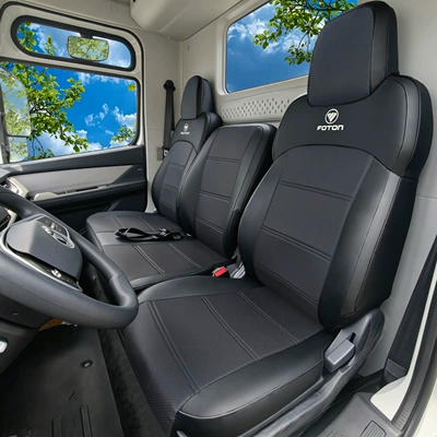 Foton Oumake New Z2 S1 S3 Smart Edition Smart Blue Light Truck Seat Cover Aoling Express Pro Seat Cushion Cover (Modelə uyğun (Original) oturacaq örtükləri) - all-leather-black-3-seat-set-for-driver-and-passenger