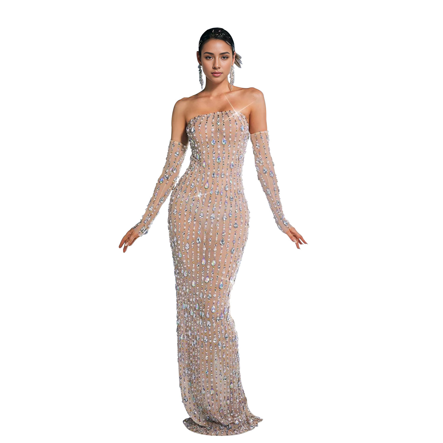 C7021 AliExpress transfronterizo Amazon estación independiente de moda europea y americana ropa de mujer de diamante caliente vestido vestido vestido largo image 8