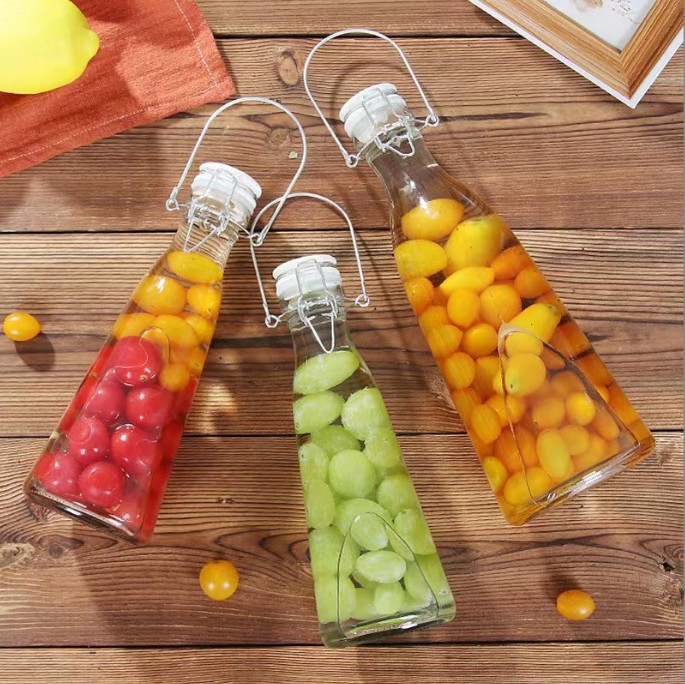 新款直销500ml巴西奶瓶1000ml手提奶瓶自酿酒瓶酵素瓶卡扣玻璃瓶