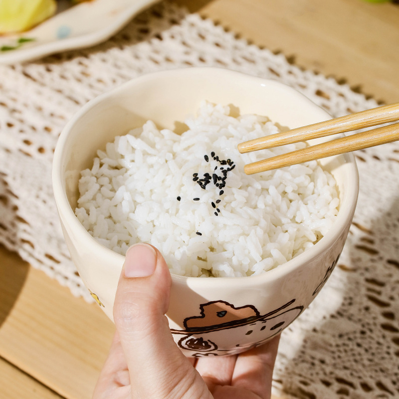 Snoopy Ceramic Rice Bowl Casa de dibujos animados Cubertería de alto valor Casa Rice Bowl