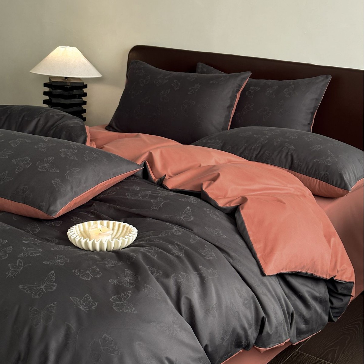 Juego de cama de cuatro piezas de algodón jacquard 100S de alta gama, juego de cuatro piezas de algodón puro para otoño e invierno, cálido y grueso.