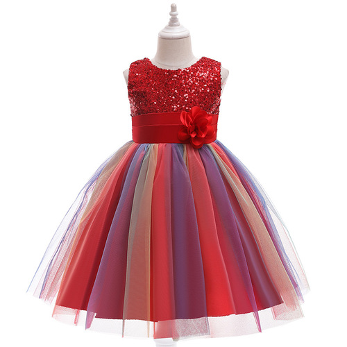 2024 European and American children's puffy dress ins Christmas mesh princess skirt children's clothing foreign trade kids dress