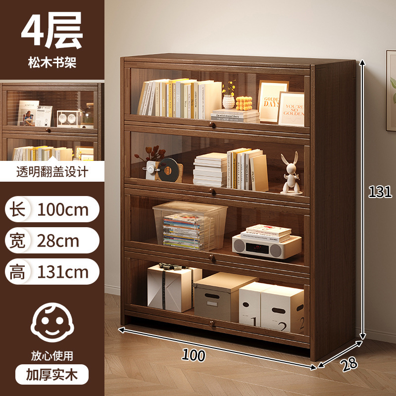 Estantes de madera sólida estantería de piso integrado contra la pared almacenamiento de almacenamiento de artículos de visualización de la sala de estar estante de libros para niños