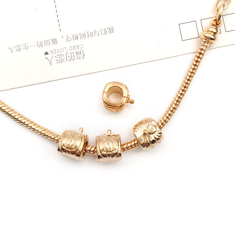 1 europeo y americano gran agujero perlas KC oro panjia gran agujero granos aleación perlas perforadas collar joyería accesorios cuentas sueltas al por mayor