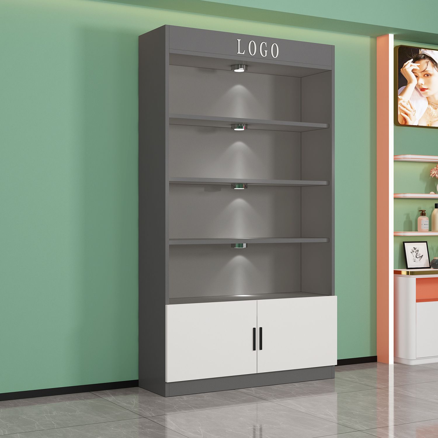 玻璃展示柜商用展柜带锁美容院礼品柜子玻璃门产品化妆品货柜