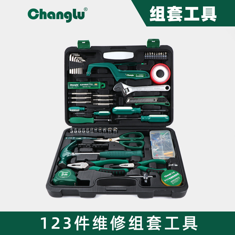 123 piezas de herramientas de hardware de ciervo largo conjunto conjunto de herramientas de carpintería manual doméstica reparación de regalos mayorista