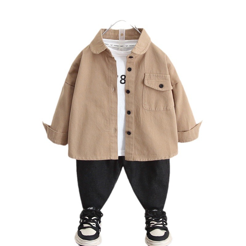 6269 Chaqueta de otoño para niños 2025 primavera y otoño nuevo estilo rebeca delgada para niños bebé hermosa camisa de manga larga marea