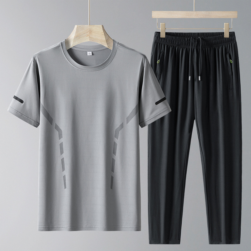 Papá, traje de verano, traje casual, hombre, delgado, hombre de mediana edad, pantalones de manga corta, traje de deportes de secado rápido de mediana edad