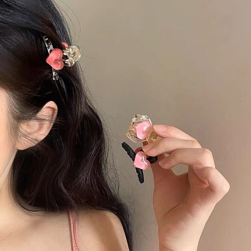 Acrylic Simple Love small size Grab Clip Temperament Bangs Clip High-end Hairpin Women's Summer Side Clip Headwear