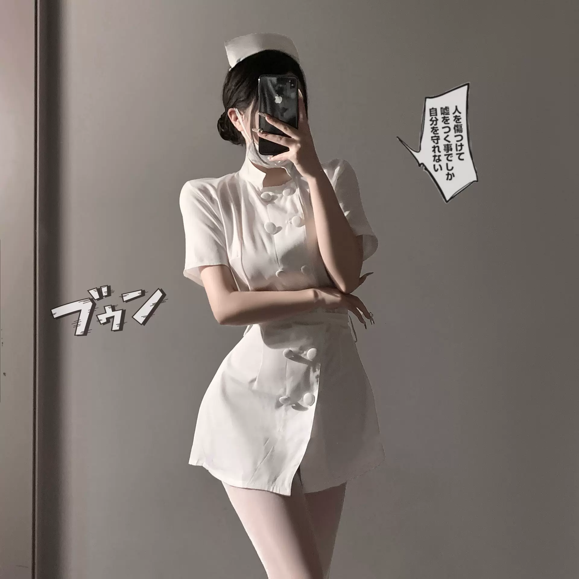 情趣内衣性感白衣天使女护士制服套装纯欲圆领修身连衣裙睡衣代发