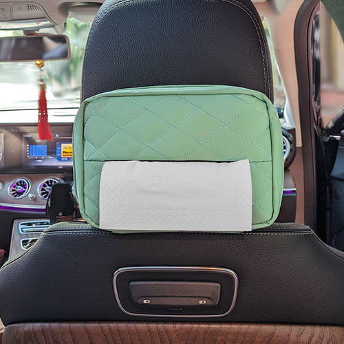 Car tissue box hanging armrest box women's new leather tissue box high-end tissue bag car fashion interior