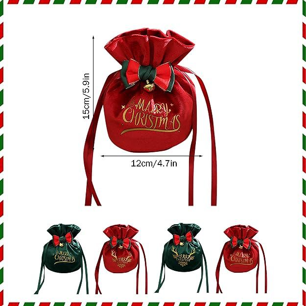 Nueva bolsa de dulces navideños transfronterizos bolsa de regalo Apple bolsa de terciopelo con cordón caja de dulces de Nochebuena